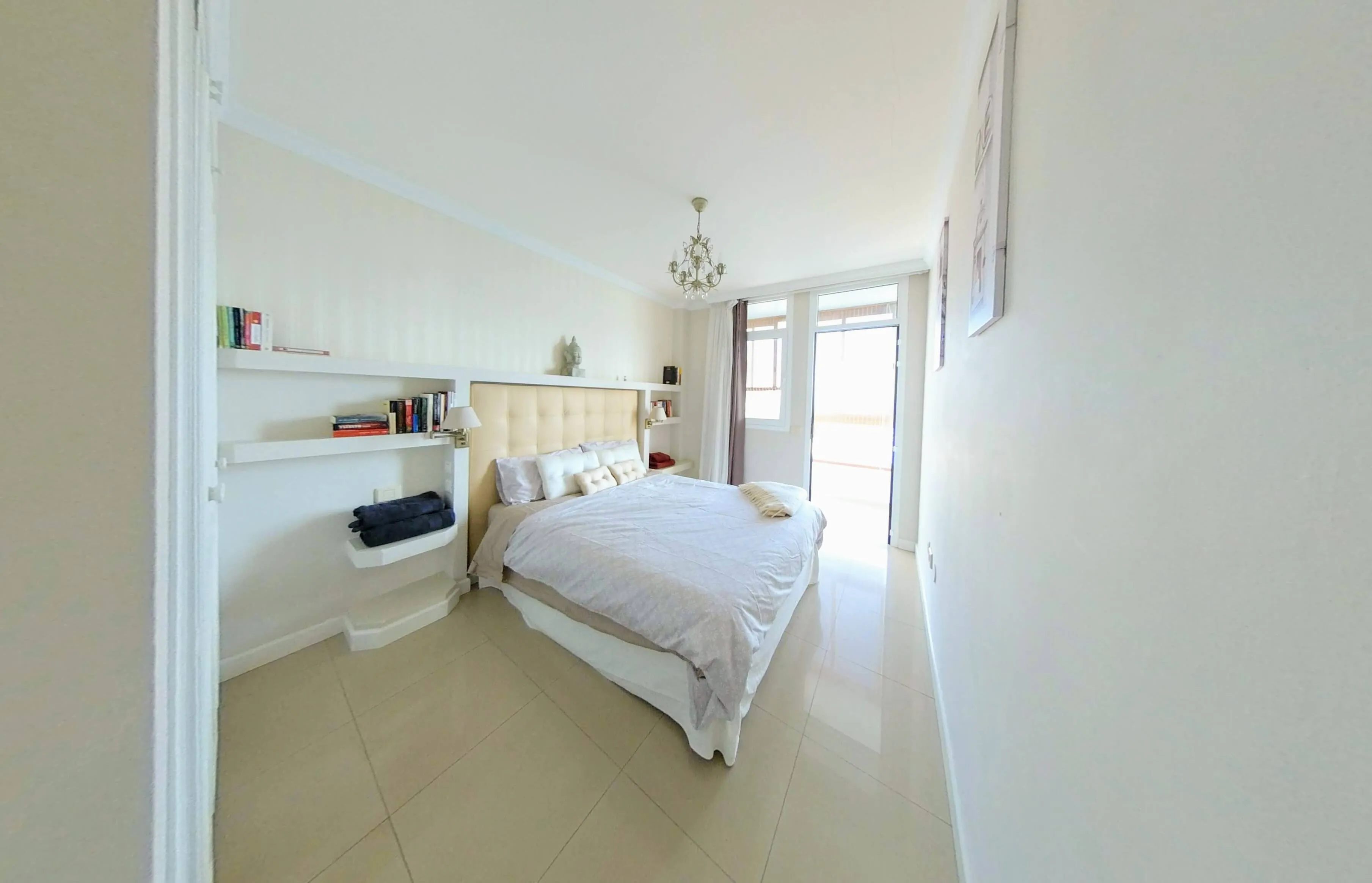Master bedroom with double bed, bright and quiet