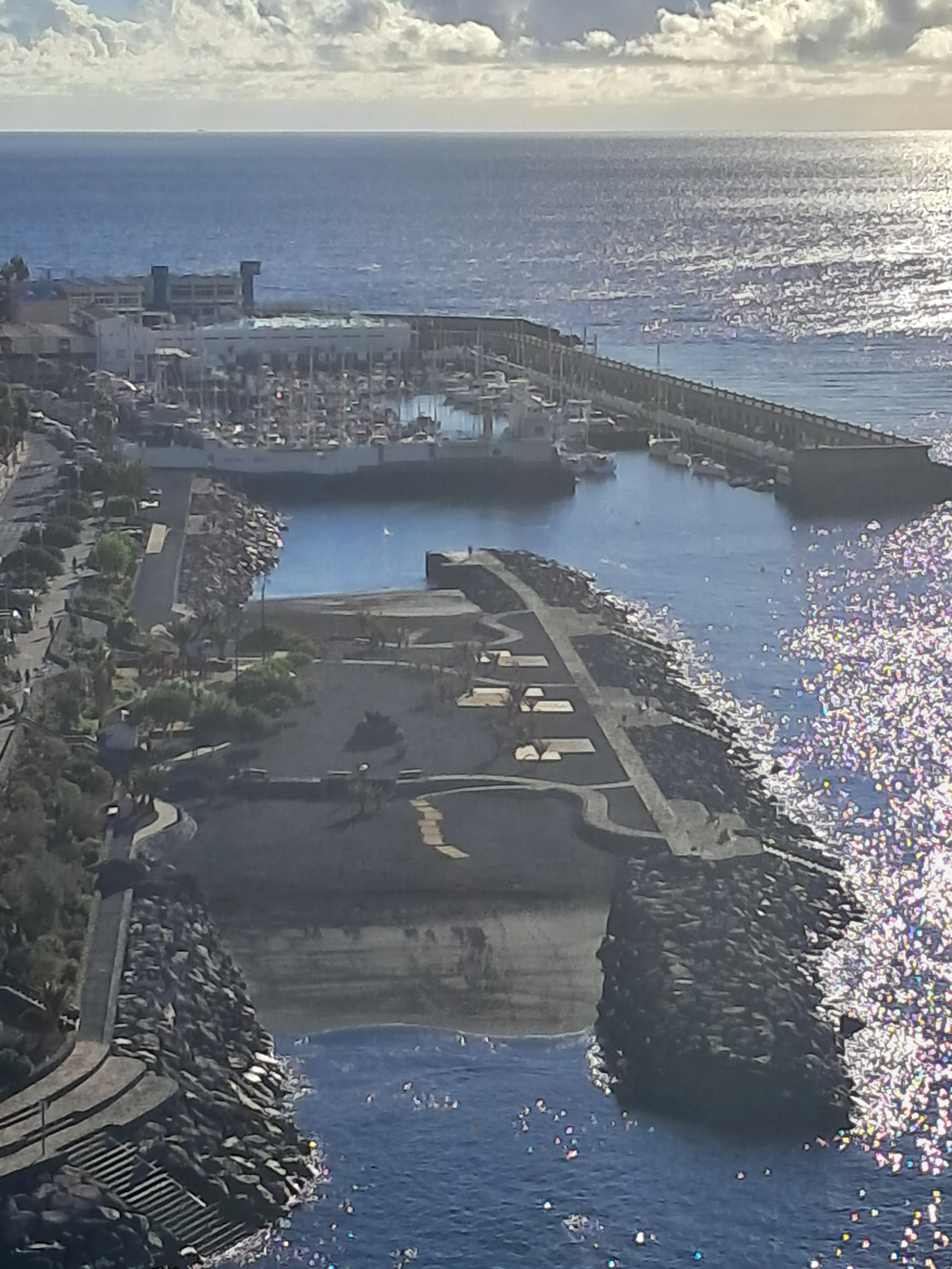 Tabaiba seaside cliffs and Radazul harbour, eastern coast of Tenerife